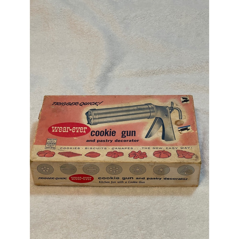 Vintage Wear-Ever Trigger-Quick Cookie Gun and Pastry Decorator Aluminum Set
